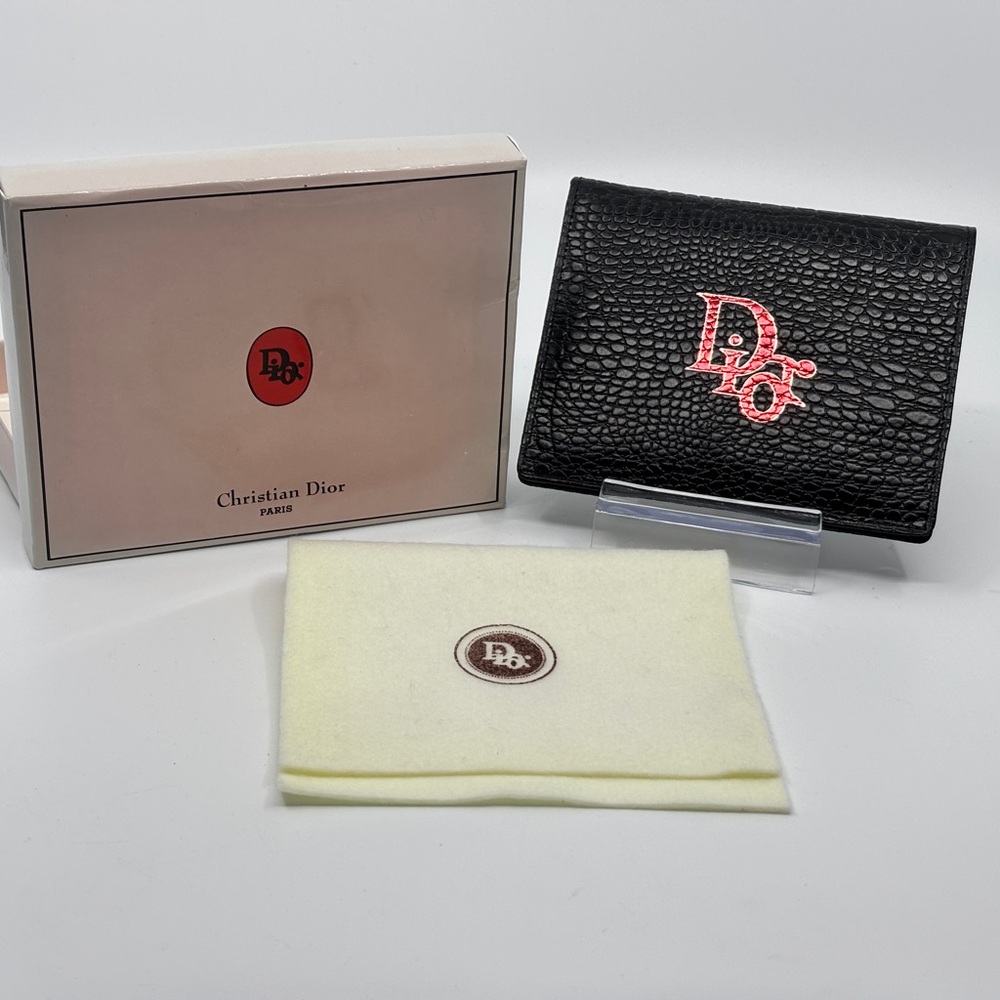 Christian Dior Black Leather Wallet with Red Logo AUTHENTIC!!!!